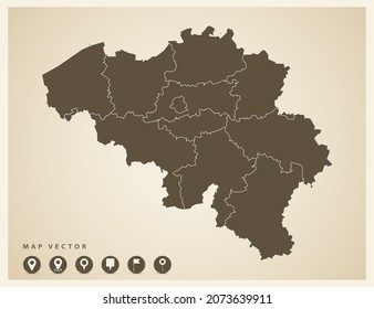 Vector vintage de Bélgica mapa de fondo antiguo.