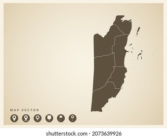 Vector vintage of Belize map on old background.