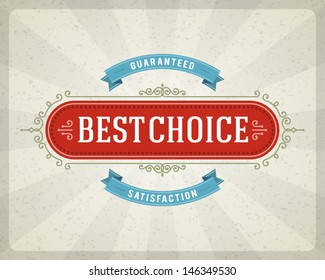 Vector vintage Best choice label and antique frame design element. Flourishes calligraphic. 