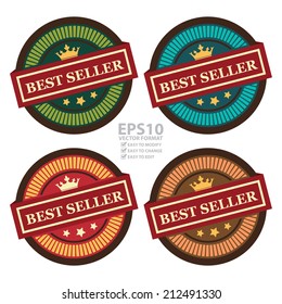 Vector : Vintage Best Seller Icon, Label or Badge Isolated on White Background 