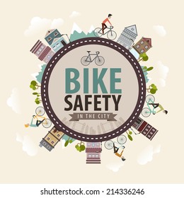 Vector Vintage Bike Bicycle Safety In The City Concept