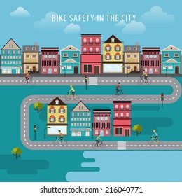 Vector Vintage Bike bicycle safety in the city concept 