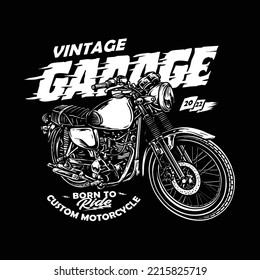 vector of vintage bike custom motorcycle illustration