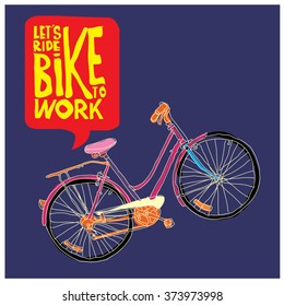 vector vintage bike go to work
