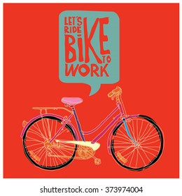 vector vintage bike go to work
