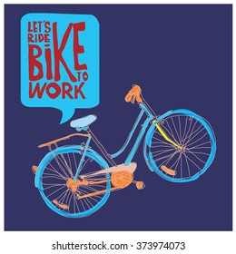 vector vintage bike go to work
