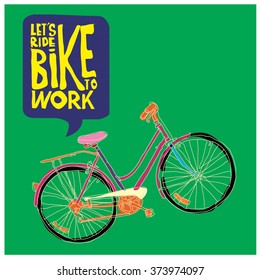 vector vintage bike go to work
