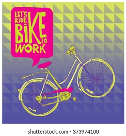 vector vintage bike go to work
