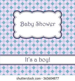 Vector vintage blue background with plaid baby shower