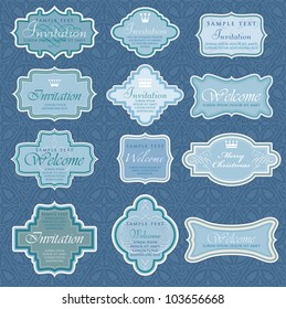 etiquetas azules vectoriales para invitación u otro uso