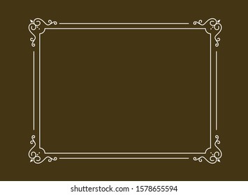 Vector vintage border  frame engraving  with retro ornament pattern in antique rococo style decorative design