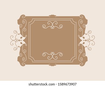 Vector vintage border  frame engraving  with retro ornament pattern in antique rococo style decorative design