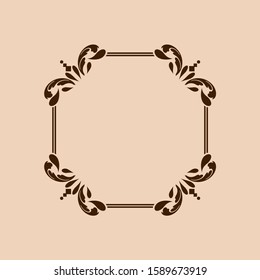 Vector vintage border  frame engraving  with retro ornament pattern in antique rococo style decorative design
