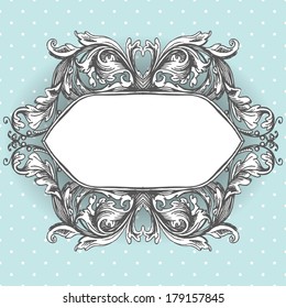 Vector vintage border frame engraving with retro ornament pattern in antique baroque style decorative design. Elegant baroque ornate. Invitation or gift card.