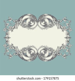 Vector vintage border frame engraving with retro ornament pattern in antique baroque style decorative design. Elegant baroque ornate. Invitation or gift card.