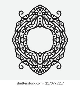 Vector vintage border frame engraving with retro ornament pattern in antique rococo style decorative design