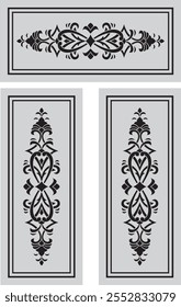 Vector vintage border frame engraving with retro ornament pattern in antique decorative design and Gray Black and Different Shipe 3.eps