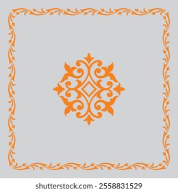 Vector vintage border frame engraving with retro ornament pattern in antique decorative design and Gray Golden and Different Desing .eps