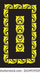 Vector vintage border frame engraving with retro ornament pattern in antique decorative desig Golden Black 