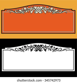 Vector vintage border frame engraving with retro ornament pattern in antique rococo style decorative design