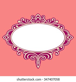 Vector vintage border frame engraving with retro ornament pattern in antique rococo style decorative design