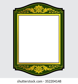 Vector vintage border frame engraving with retro ornament pattern in antique rococo style decorative design