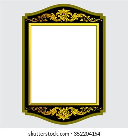 Vector vintage border frame engraving with retro ornament pattern in antique rococo style decorative design
