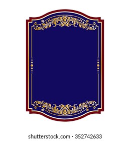 Vector vintage border frame engraving with retro ornament pattern in antique rococo style decorative design