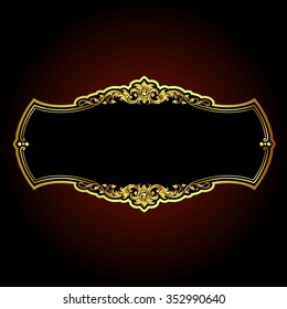 Vector vintage border frame engraving with retro ornament pattern in antique rococo style decorative design