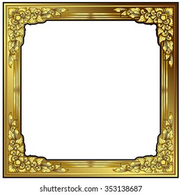 Vector vintage border frame engraving with retro ornament pattern in antique rococo style decorative design