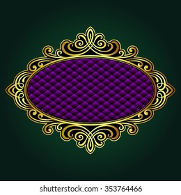 Vector vintage border frame engraving with retro ornament pattern in antique rococo style decorative design