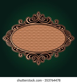 Vector vintage border frame engraving with retro ornament pattern in antique rococo style decorative design