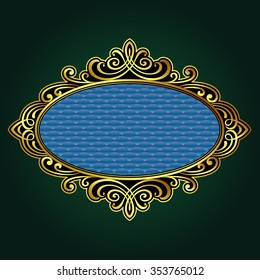 Vector vintage border frame engraving with retro ornament pattern in antique rococo style decorative design