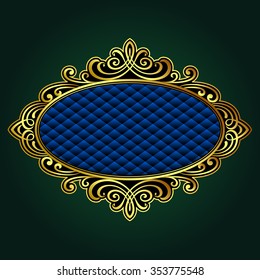 Vector vintage border frame engraving with retro ornament pattern in antique rococo style decorative design