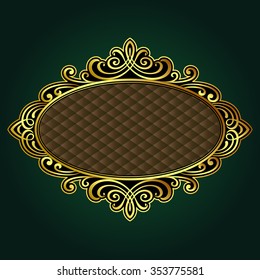Vector vintage border frame engraving with retro ornament pattern in antique rococo style decorative design