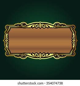 Vector vintage border frame engraving with retro ornament pattern in antique rococo style decorative design