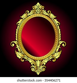 Vector vintage border frame engraving with retro ornament pattern in antique rococo style decorative design