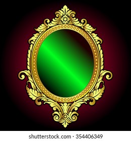 Vector vintage border frame engraving with retro ornament pattern in antique rococo style decorative design