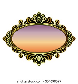 Vector vintage border frame engraving with retro ornament pattern in antique rococo style decorative design