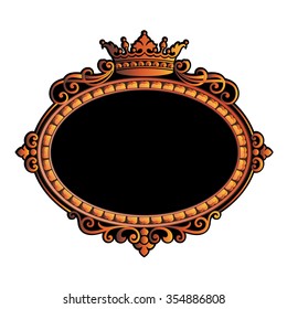  Vector vintage border frame engraving with retro ornament pattern in antique rococo style decorative design
