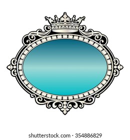  Vector vintage border frame engraving with retro ornament pattern in antique rococo style decorative design
