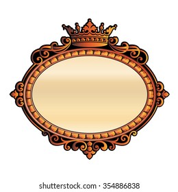  Vector vintage border frame engraving with retro ornament pattern in antique rococo style decorative design
