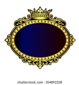 Vector vintage border frame engraving with retro ornament pattern in antique rococo style decorative design