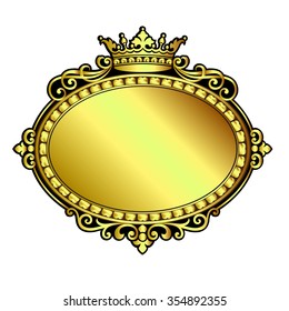 Vector vintage border frame engraving with retro ornament pattern in antique rococo style decorative design