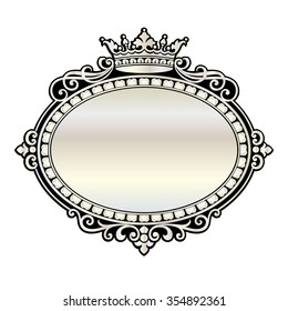 Vector vintage border frame engraving with retro ornament pattern in antique rococo style decorative design