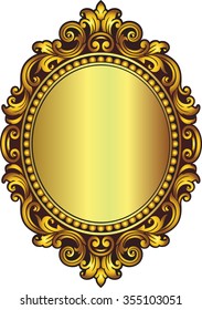 Vector vintage border frame engraving with retro ornament pattern in antique rococo style decorative design