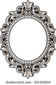 Vector vintage border frame engraving with retro ornament pattern in antique rococo style decorative design