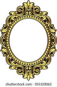 Vector vintage border frame engraving with retro ornament pattern in antique rococo style decorative design