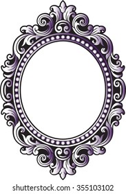 Vector vintage border frame engraving with retro ornament pattern in antique rococo style decorative design