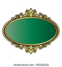 Vector vintage border frame engraving with retro ornament pattern in antique rococo style decorative design
